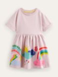 Mini Boden Kids' Appliqué Weather Smock Jersey Dress, French Pink