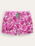 Mini Boden Kids' Holiday Floral Towelling Shorts, Pink