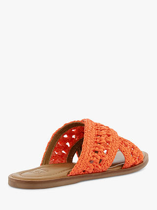 Dune Level Crochet Flat Sandals, Orange