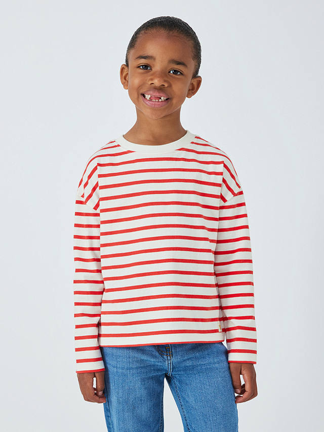 John Lewis Kids' Breton Stripe Jersey Top, Red