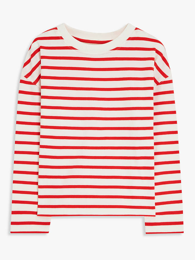 John Lewis Kids' Breton Stripe Jersey Top, Red
