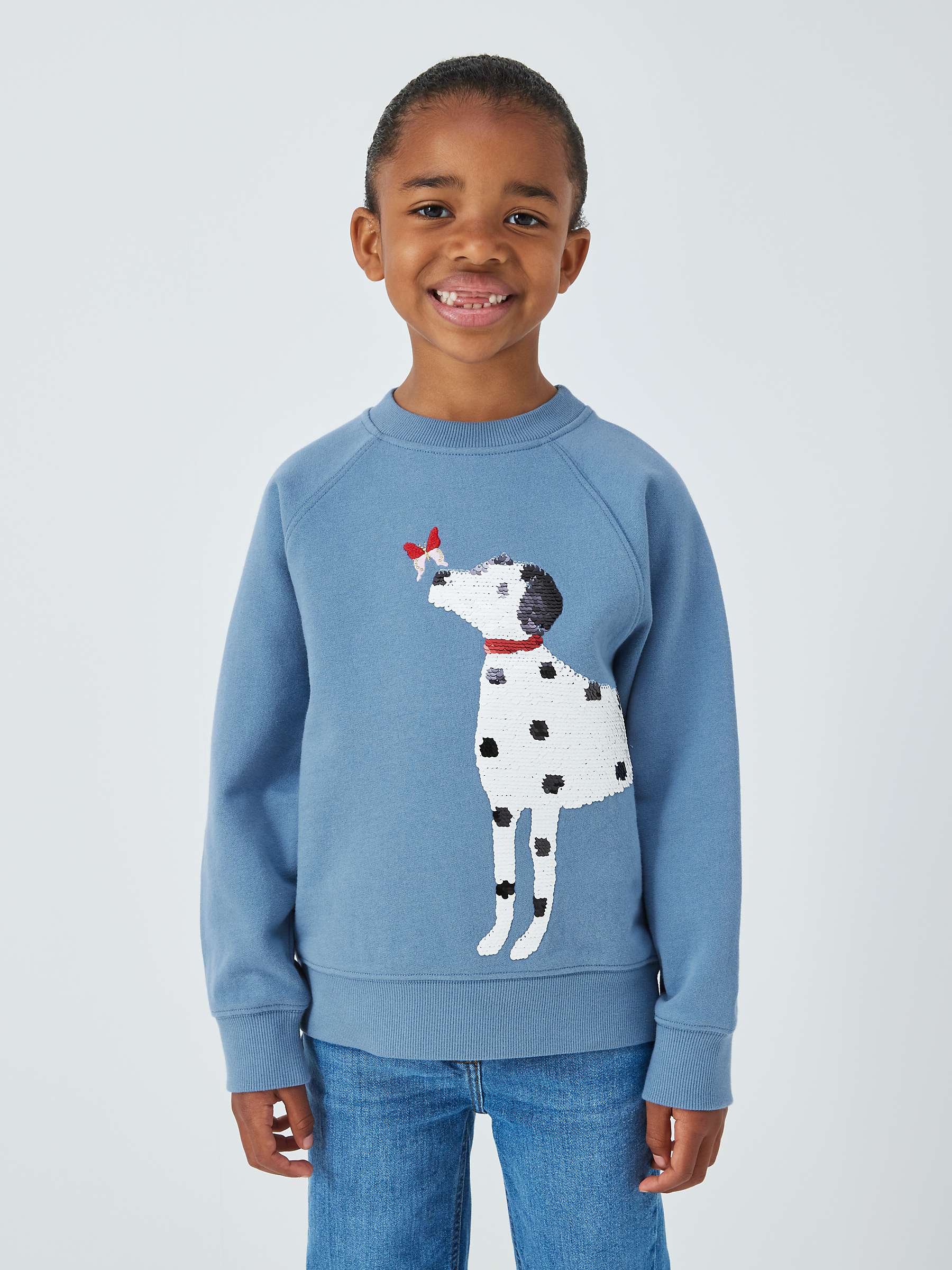 Buy John Lewis Kids' Sequin Dalmatian Sweater, Blue Online at johnlewis.com