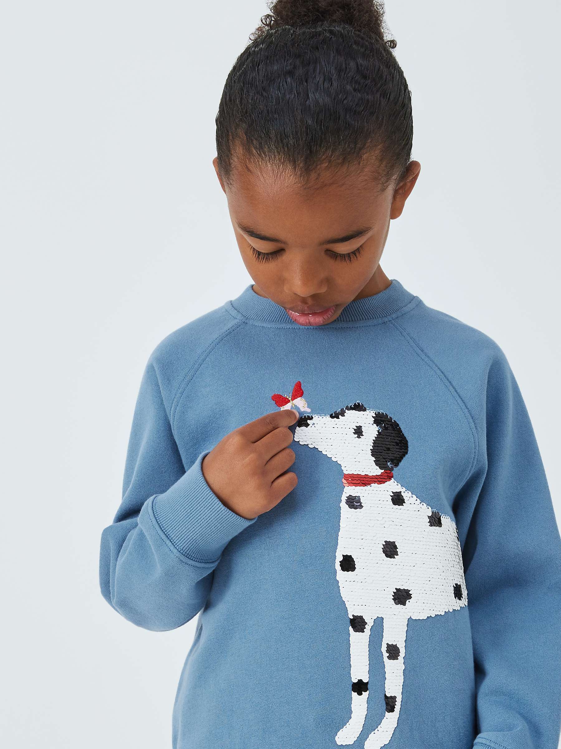 Buy John Lewis Kids' Sequin Dalmatian Sweater, Blue Online at johnlewis.com