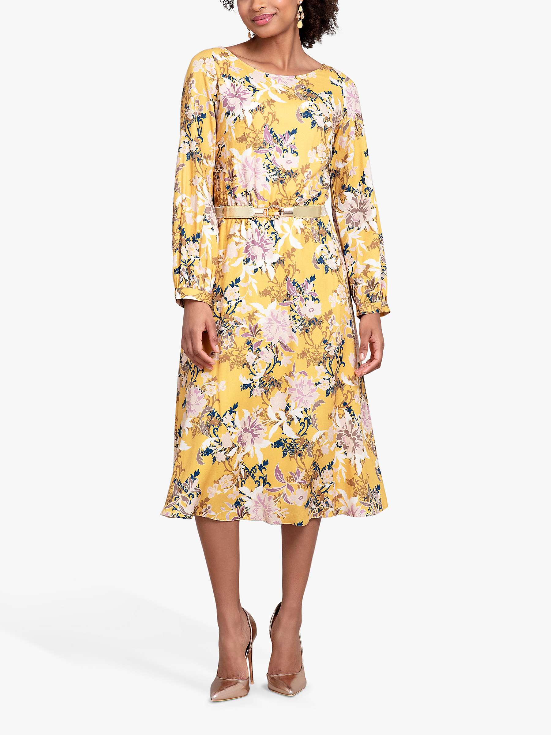 Buy Alie Street Marissa Floral Bloom Midi Dress, Saffron Yellow Online at johnlewis.com