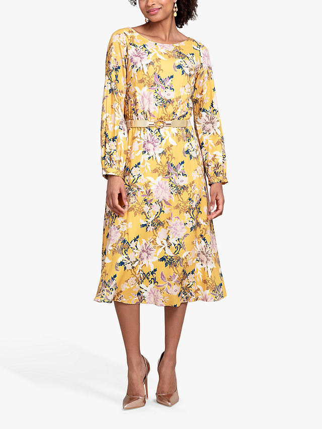 Alie Street Marissa Floral Bloom Midi Dress, Saffron Yellow