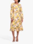 Alie Street Marissa Floral Bloom Midi Dress, Saffron Yellow