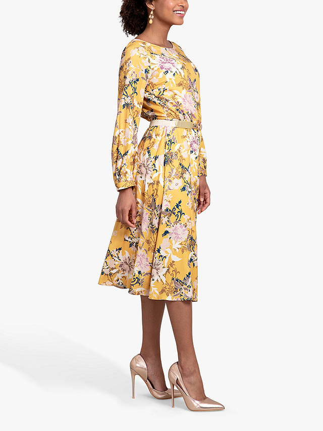 Alie Street Marissa Floral Bloom Midi Dress, Saffron Yellow