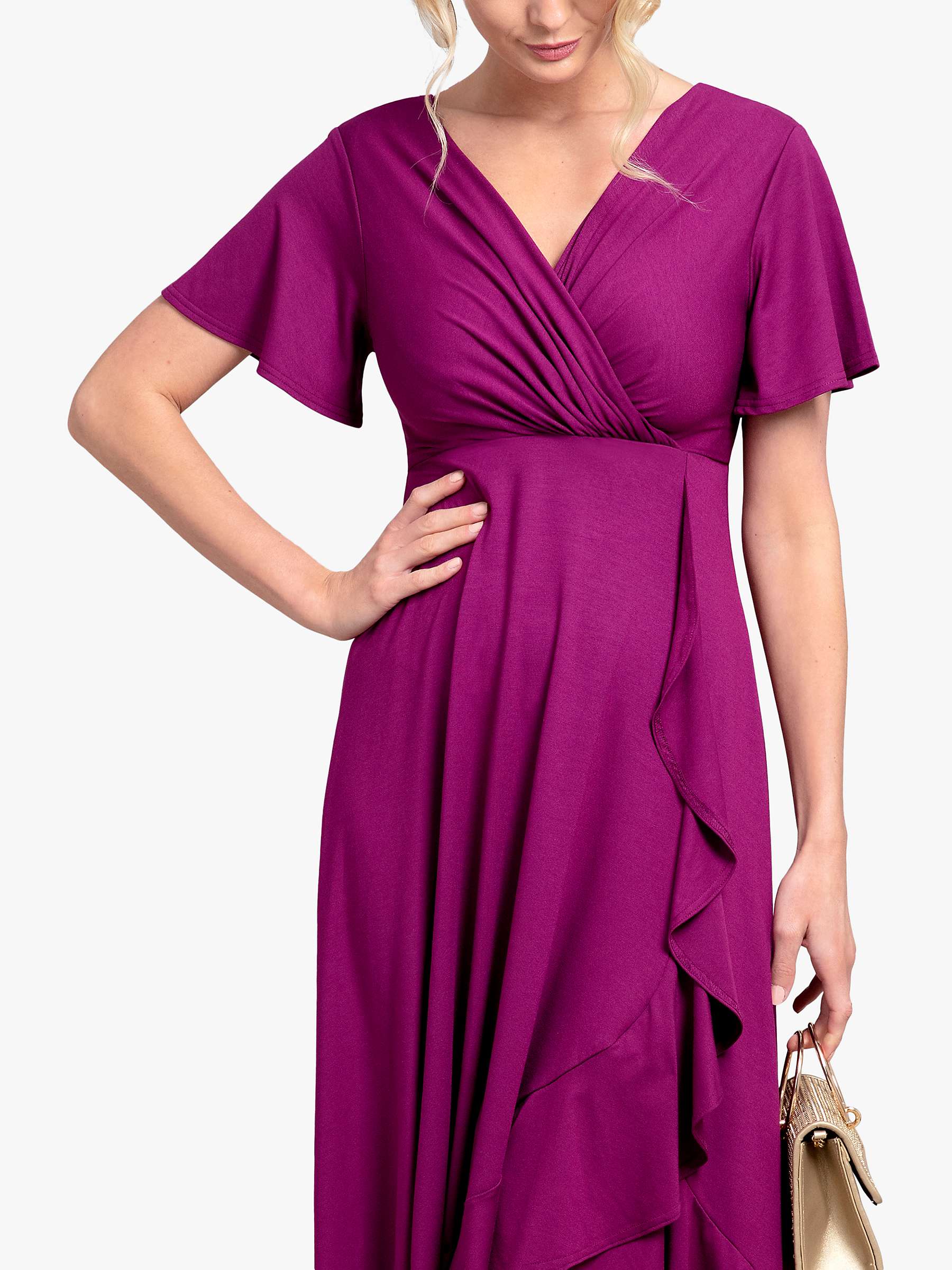 Buy Alie Street Faux Wrap Waterfall Midi Dress, Boysenberry Pink Online at johnlewis.com