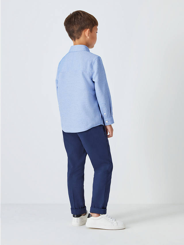 John Lewis Heirloom Collection Kids' Textured Cotton Blend Shirt, Blue
