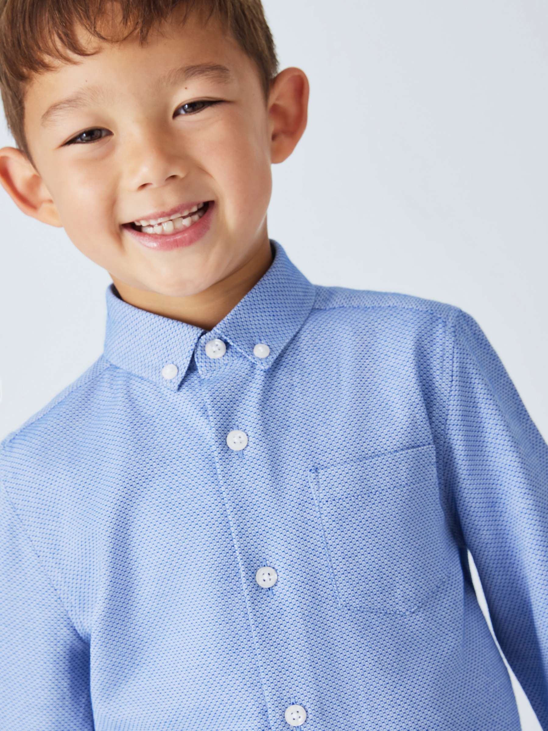 Buy John Lewis Heirloom Collection Kids' Textured Cotton Blend Shirt, Blue Online at johnlewis.com