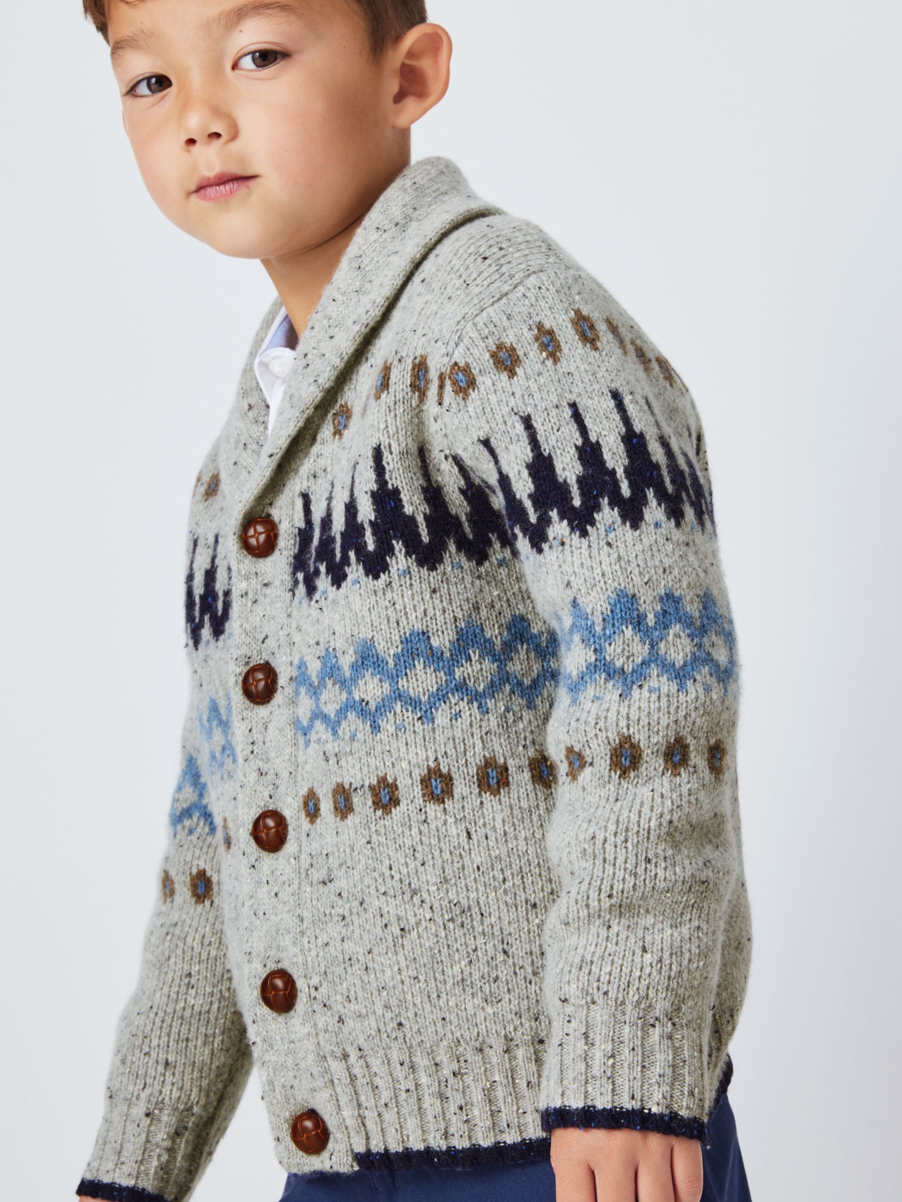 John Lewis Heirloom Collection Kids' Fair Isle Shawl Neck Cardigan