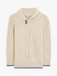 John Lewis Heirloom Collection Cable Knit Shawl Neck Cashmere Blend Jumper, Oatmeal