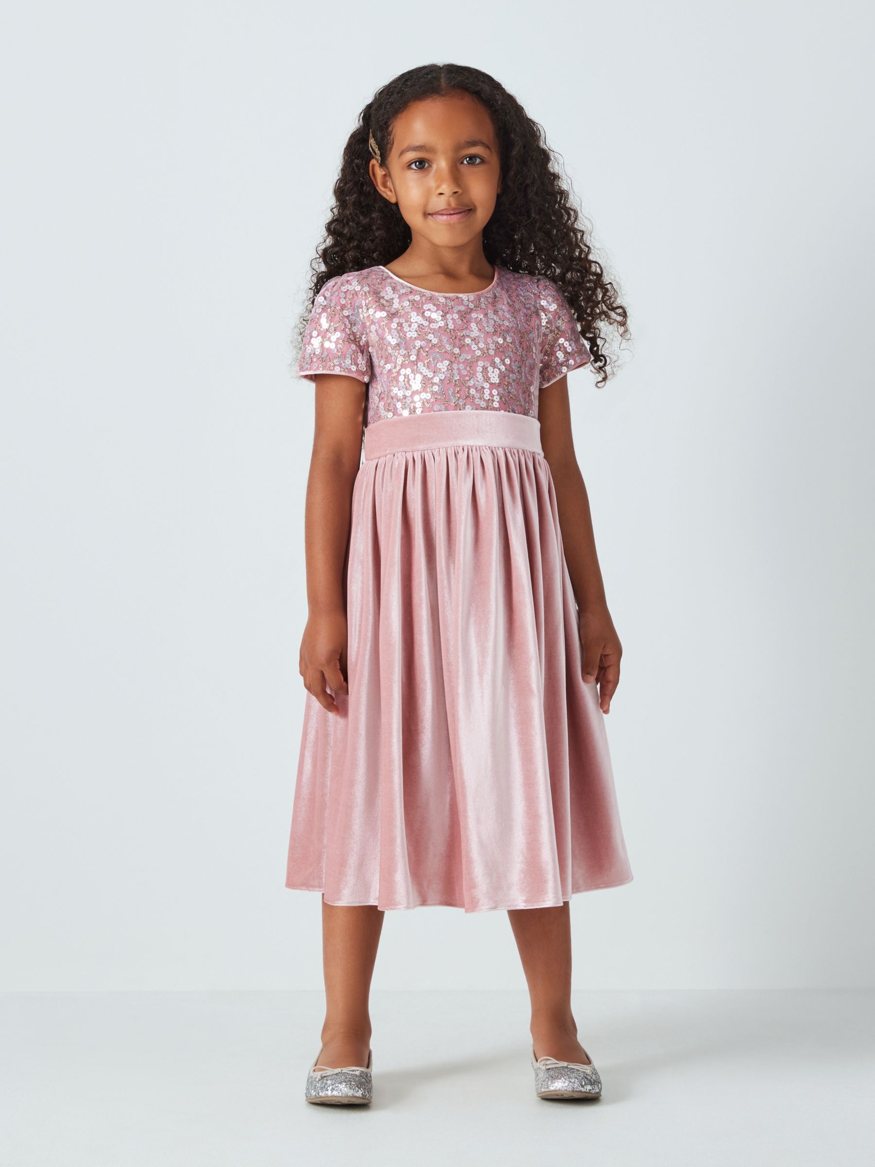 John Lewis Heirloom Collection Kids' Sequin Velvet Party Dress