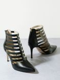 Mint Velvet Aida Cutout High Heel Leather Court Shoes, Black