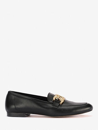 Mint Velvet Fabia Chain Leather Loafers, Black
