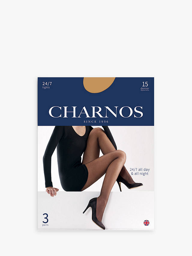 Charnos 24/7 15 Denier Sheer Tights, Pack of 3, Champagne