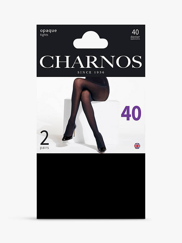 Charnos 40 Denier Sheer Tights, Pack of 2, Black