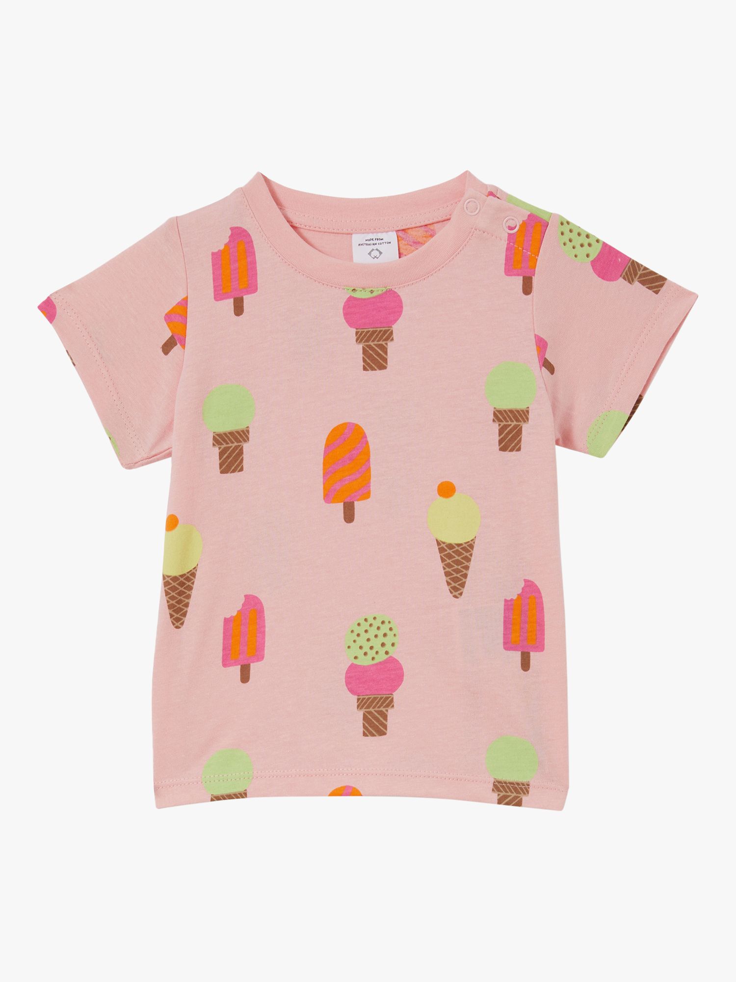 Cotton On Baby Cotton Ice Cream T-Shirt, Pink/Multi