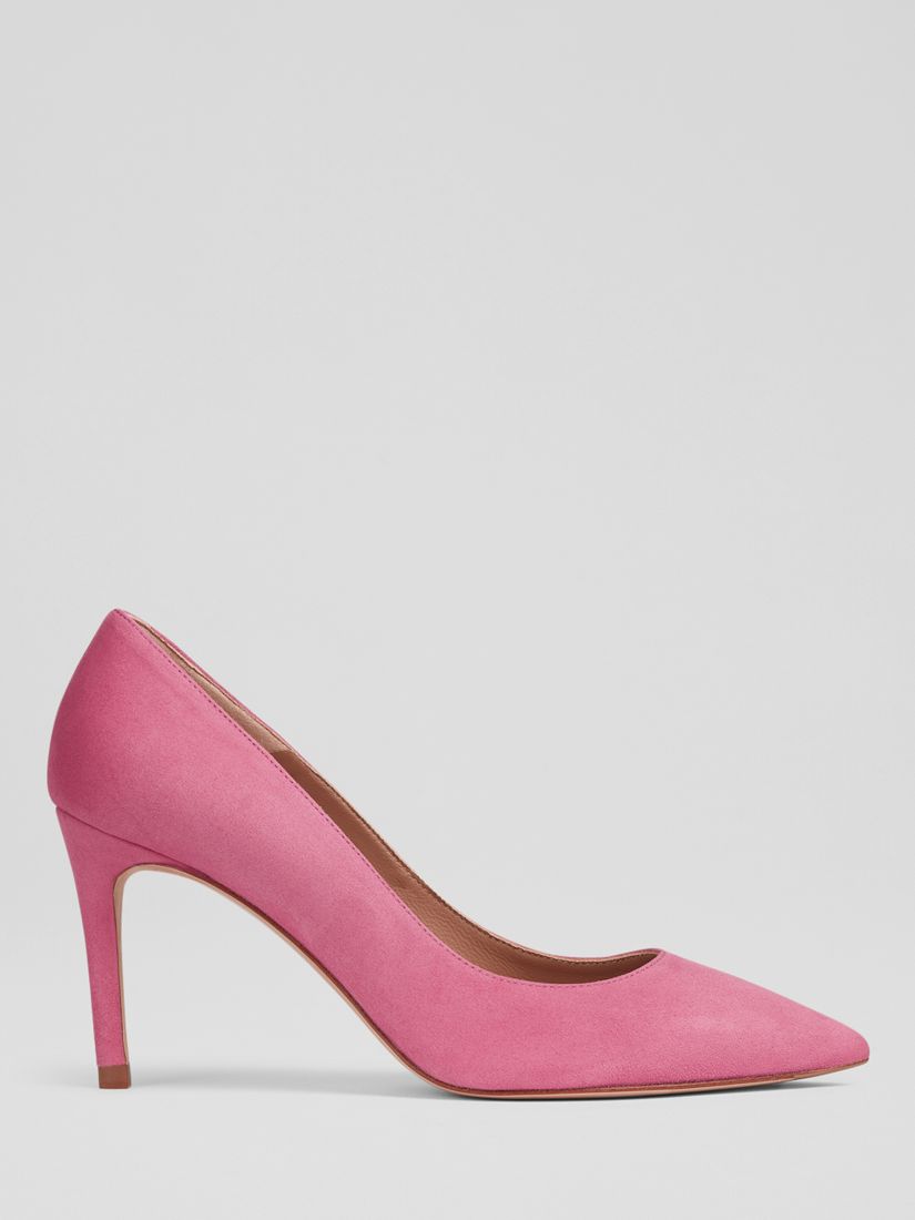 L.K.Bennett Floret Suede Stiletto Heel Court Shoes, Bright Pink at John ...