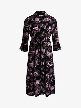 Noa Noa Liva Floral Midi Shirt Dress, Black/Purple