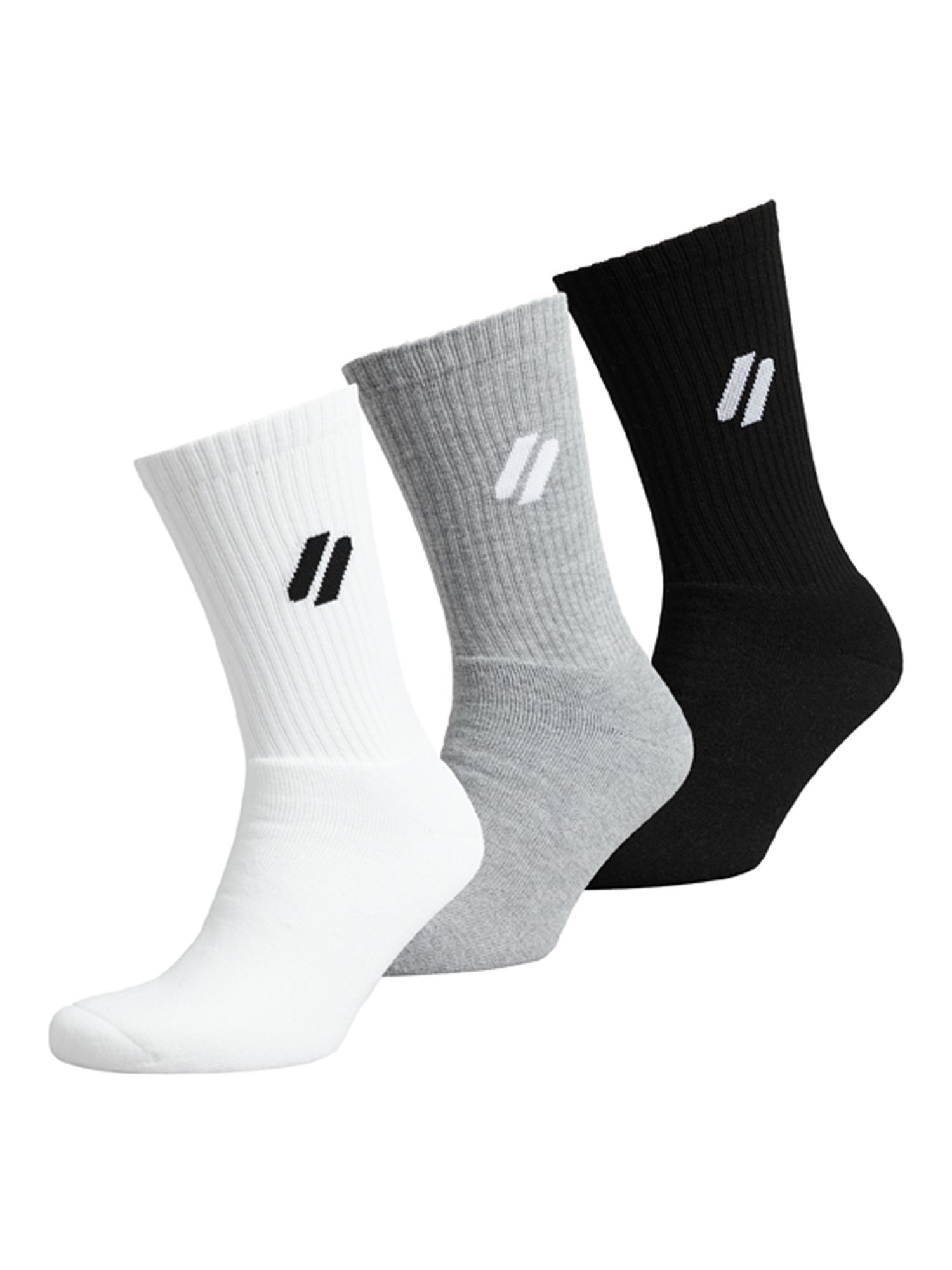 Superdry Coolmax Crew Socks, Pack of 3, Mono at John Lewis & Partners