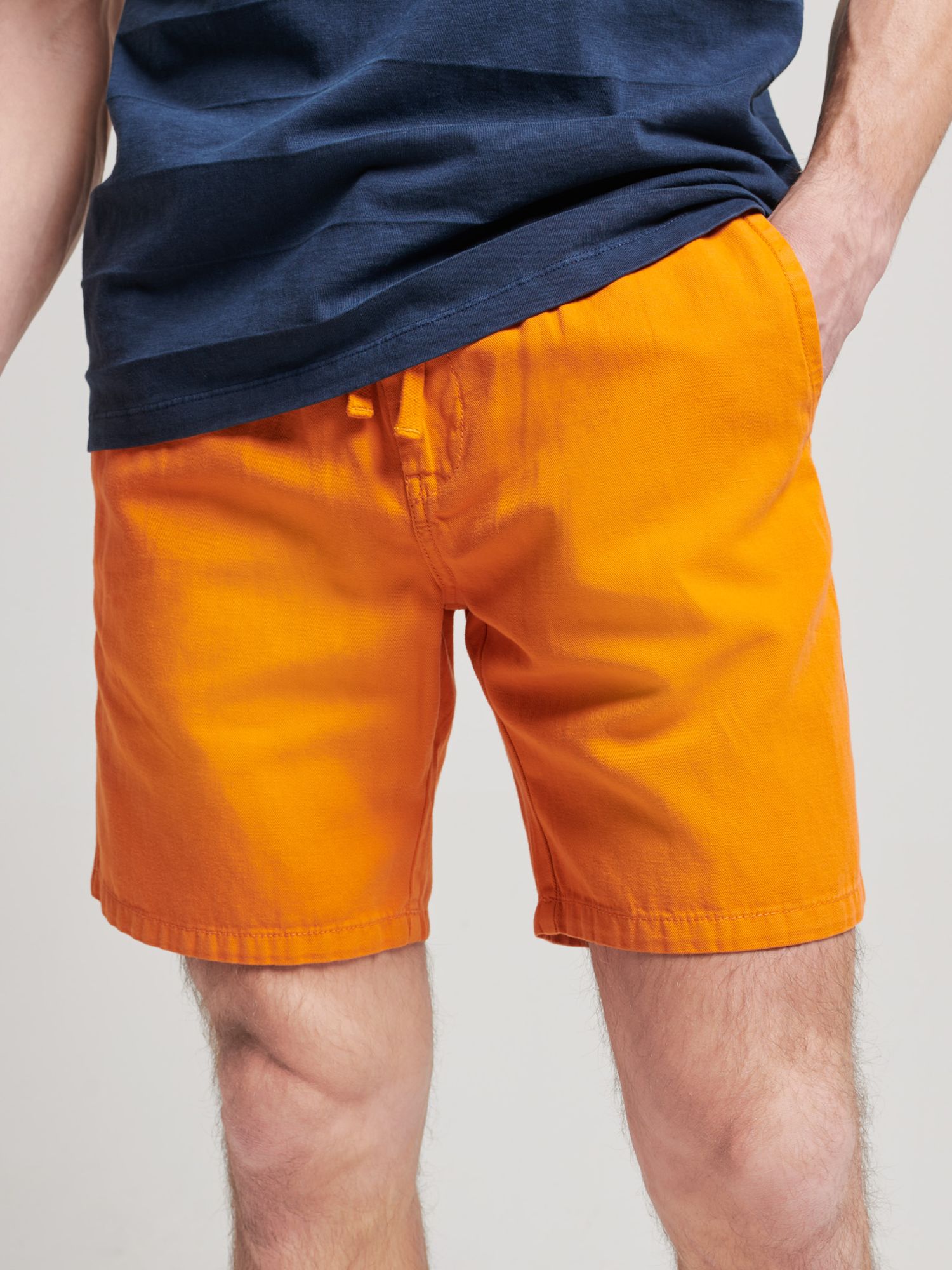 Superdry Linen and Organic Cotton Blend Vintage Overdyed Shorts, Shocker Orange, XL