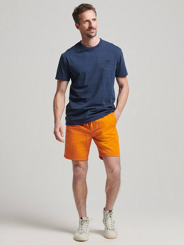 Superdry Linen and Organic Cotton Blend Vintage Overdyed Shorts, Shocker Orange