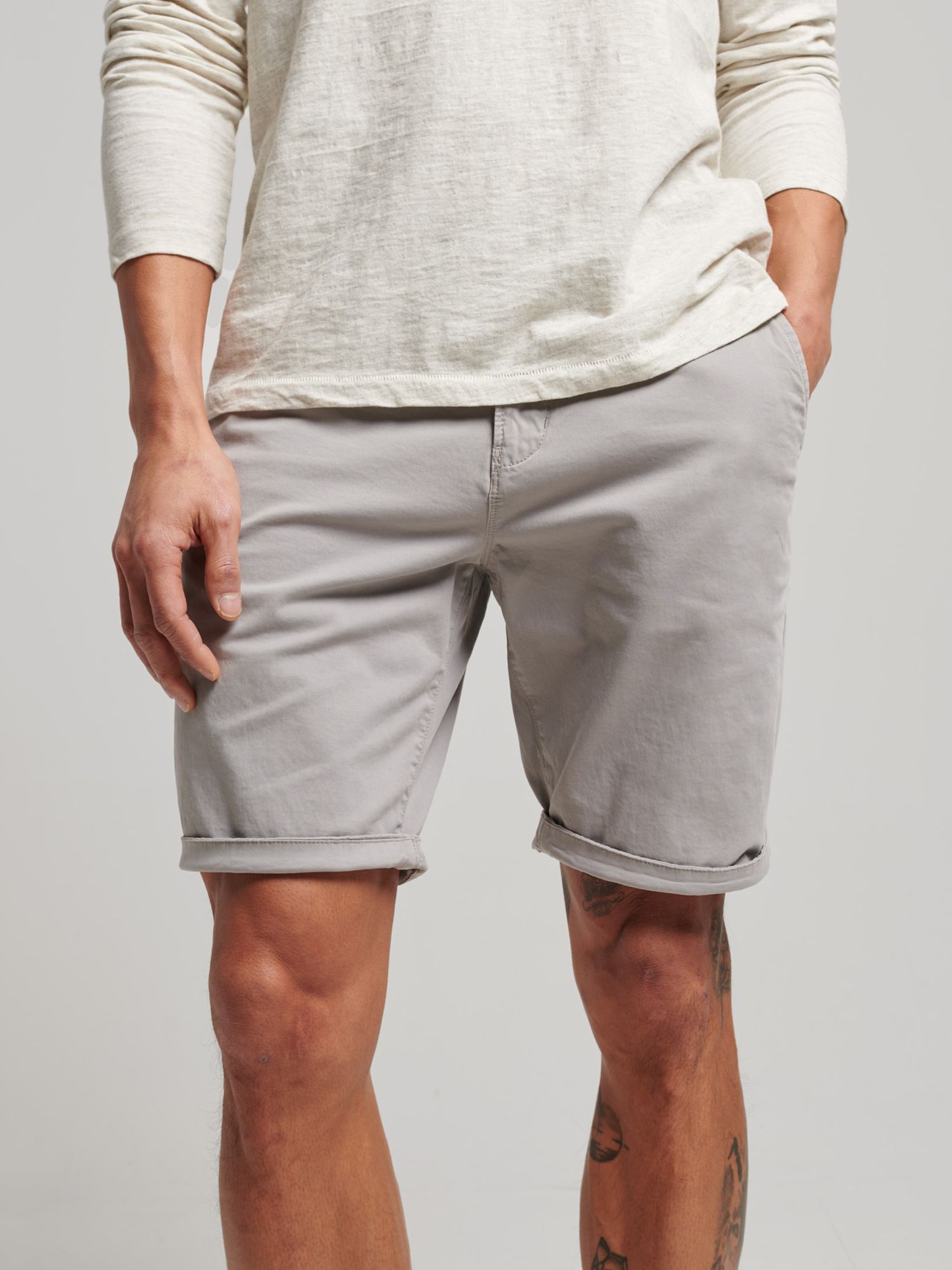Superdry Core Chino Shorts, Dove Grey at John Lewis & Partners