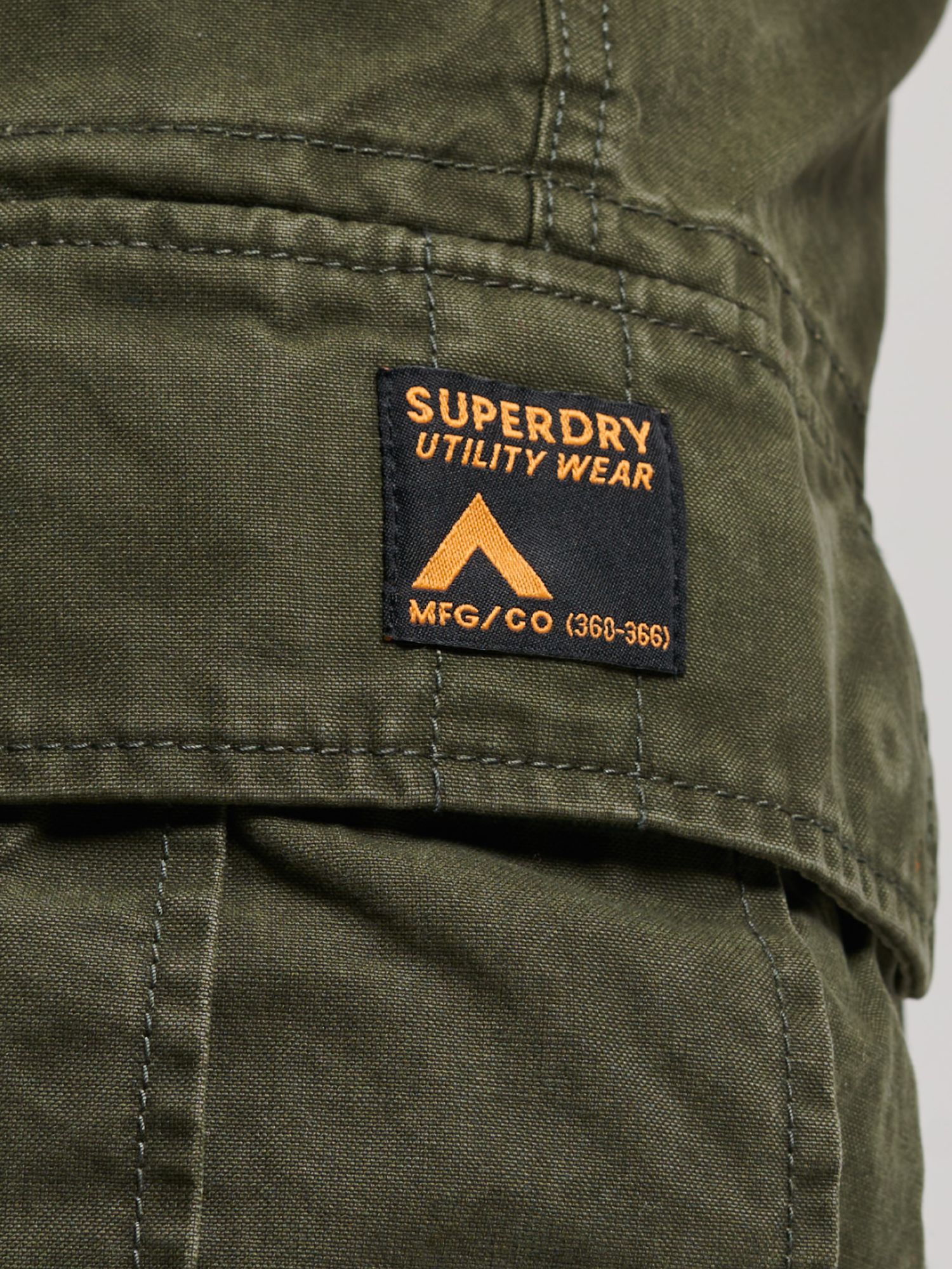 Superdry Heavy Cargo Shorts, Surplus Goods Olive at John Lewis & Partners