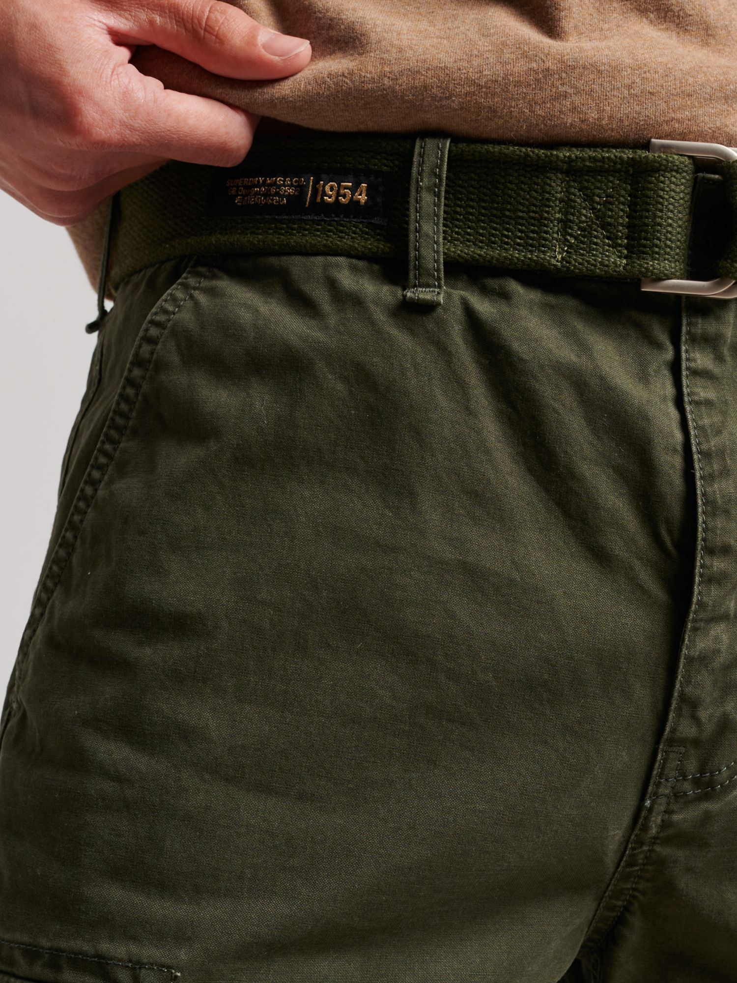 Superdry Heavy Cargo Shorts, Surplus Goods Olive at John Lewis & Partners