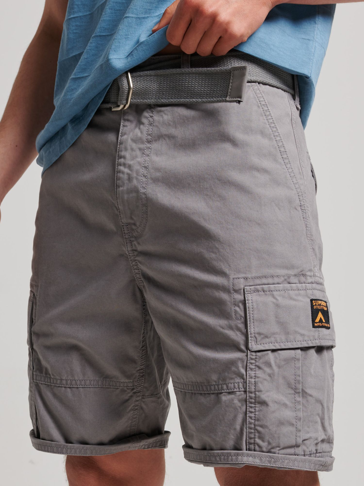 Superdry Heavy Cargo Shorts, Naval Grey at John Lewis & Partners