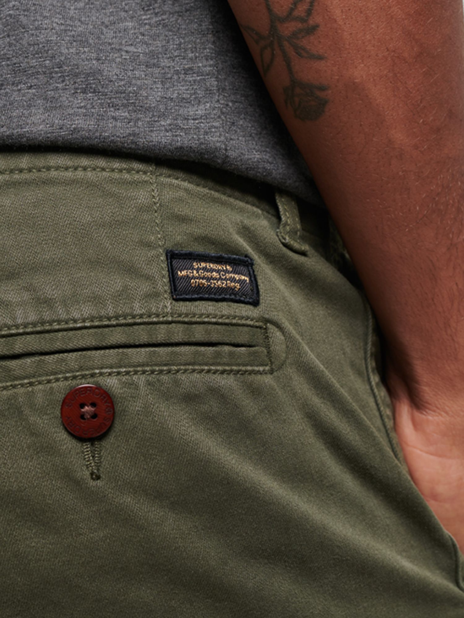Superdry Officers Slim Chino Trousers, Surplus Goods Olive at John ...