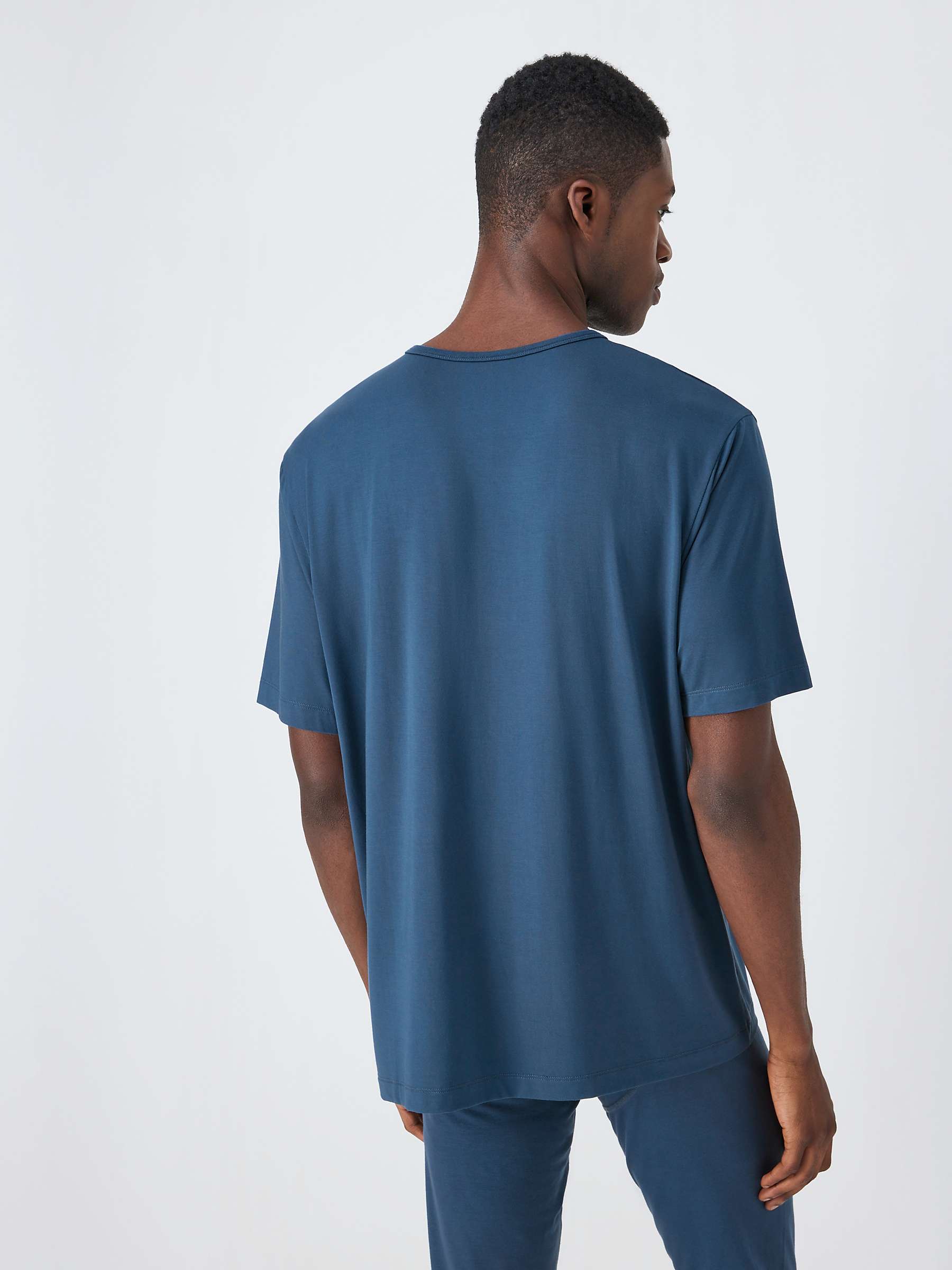 Buy John Lewis Ultra Soft Modal Short Sleeve Henley Lounge Top, Denim Blue Online at johnlewis.com