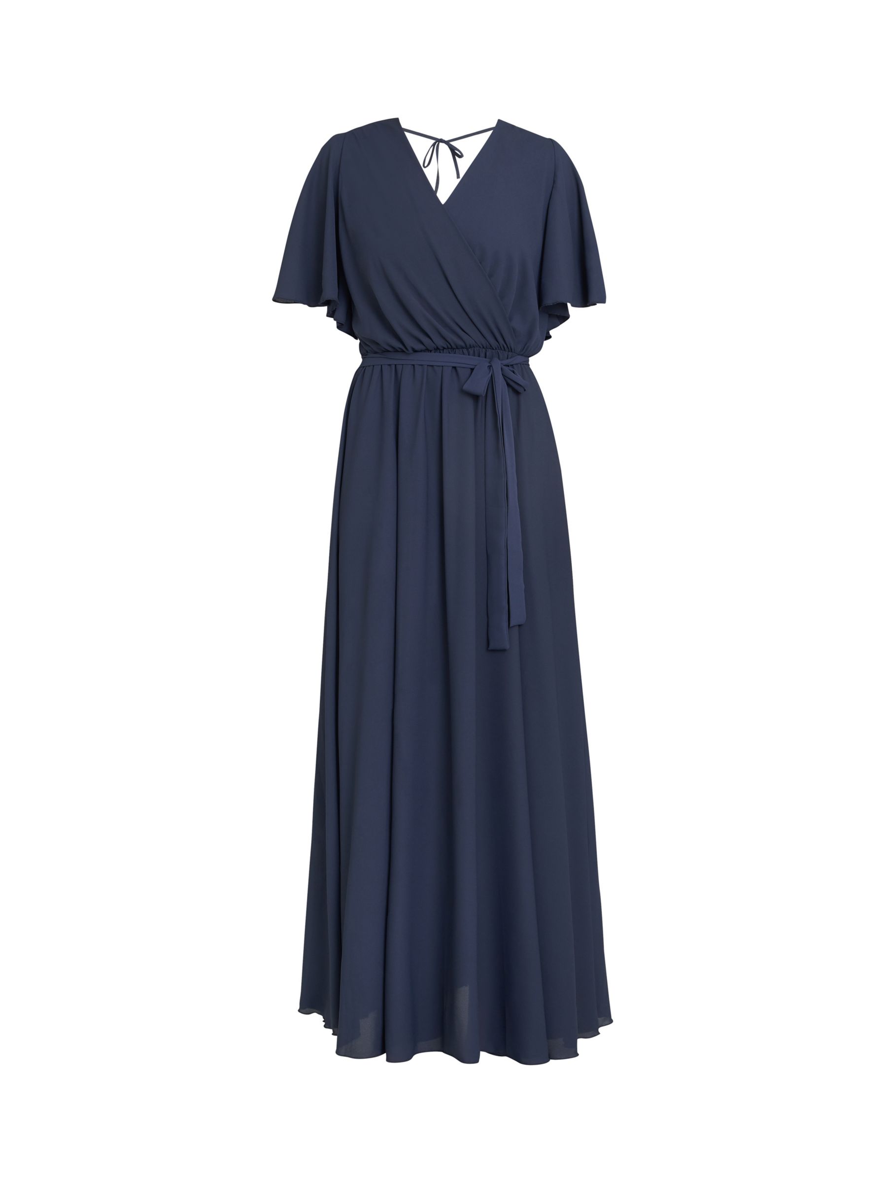 Gina Bacconi Crissy Chiffon Wrap Maxi Dress, Navy, S