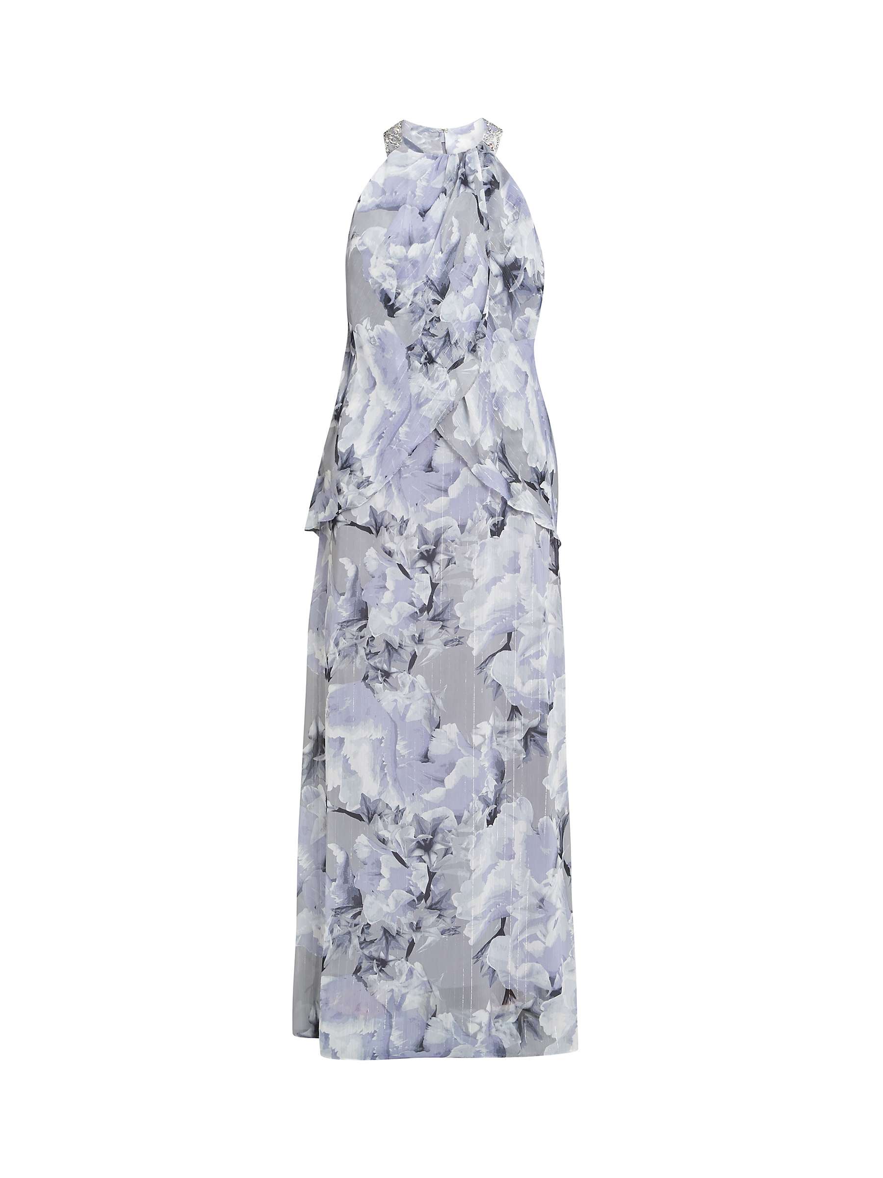 Buy Gina Bacconi Esty Floral Beaded Halterneck Maxi Dress, Blue/Multi Online at johnlewis.com