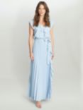 Gina Bacconi Caprice Chiffon Pleated Maxi Dress, Light Blue