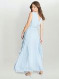 Gina Bacconi Caprice Chiffon Pleated Maxi Dress, Light Blue
