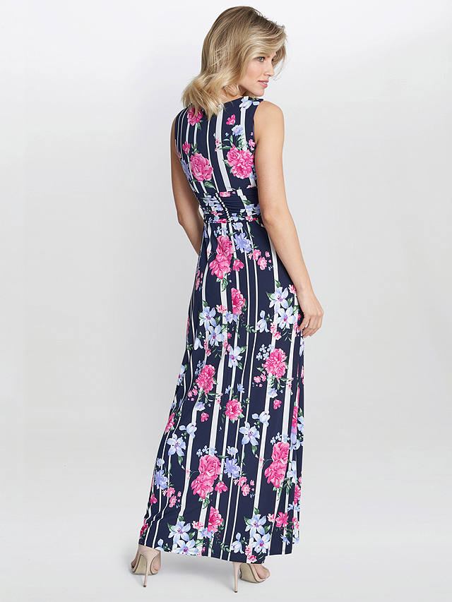Gina Bacconi Maxene Floral Maxi Dress, Pink/Navy