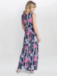 Gina Bacconi Maxene Floral Maxi Dress, Pink/Navy, Pink/Navy