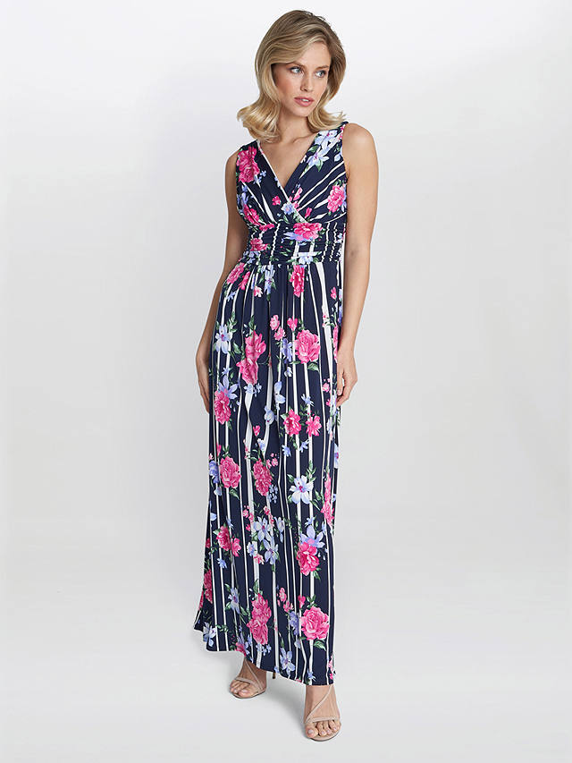 Gina Bacconi Maxene Floral Maxi Dress, Pink/Navy