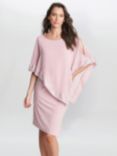 Gina Bacconi Lucy Metallic Trim Cape Dress, Rose Pink