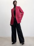 Mango Curve Textured Regular Fit Suit Blazer, Bright Pink