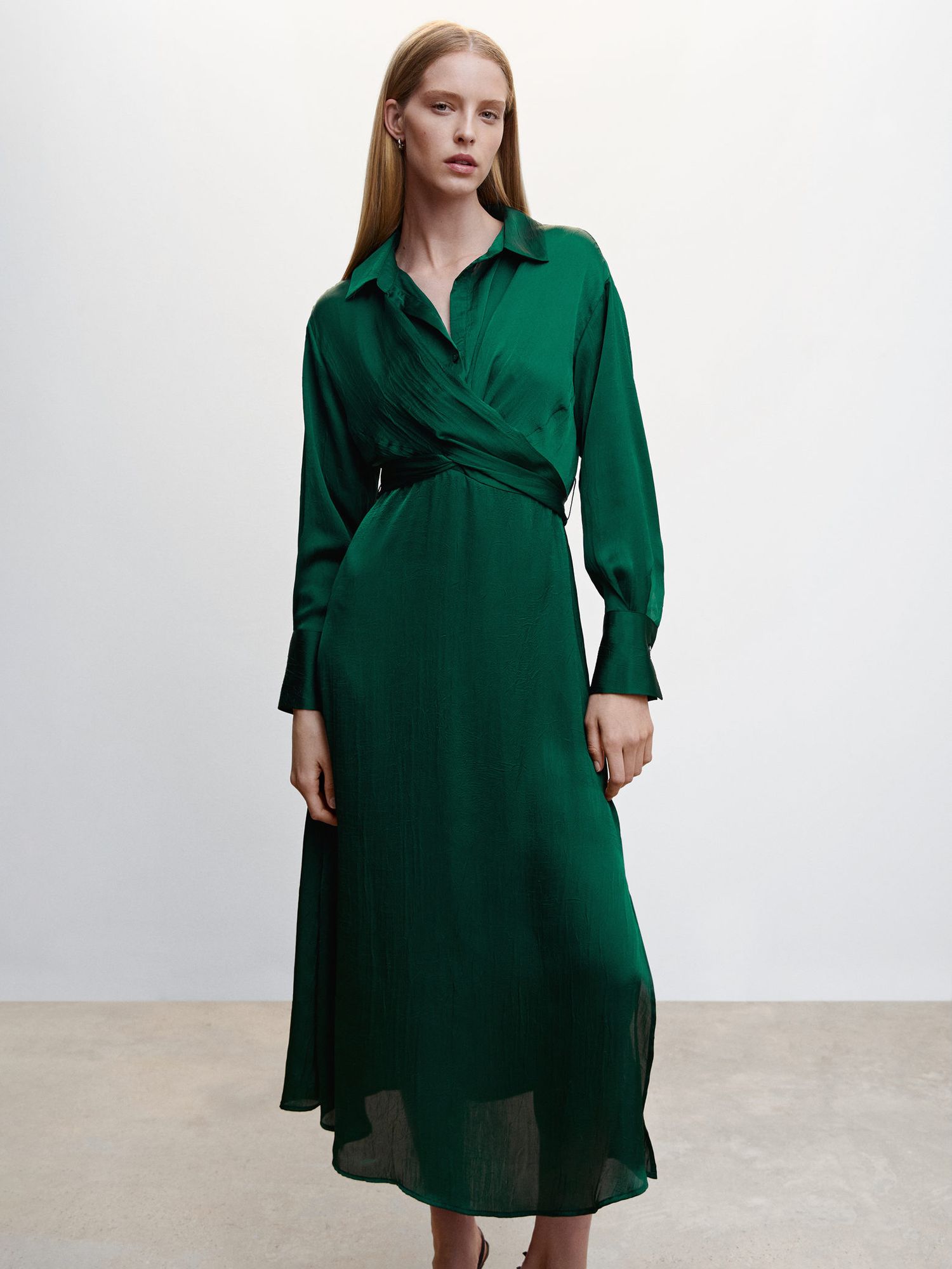 Mango green wrap outlet dress