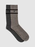 Rodd & Gunn Line Out Socks, Pack of 2, Charcoal/Taupe