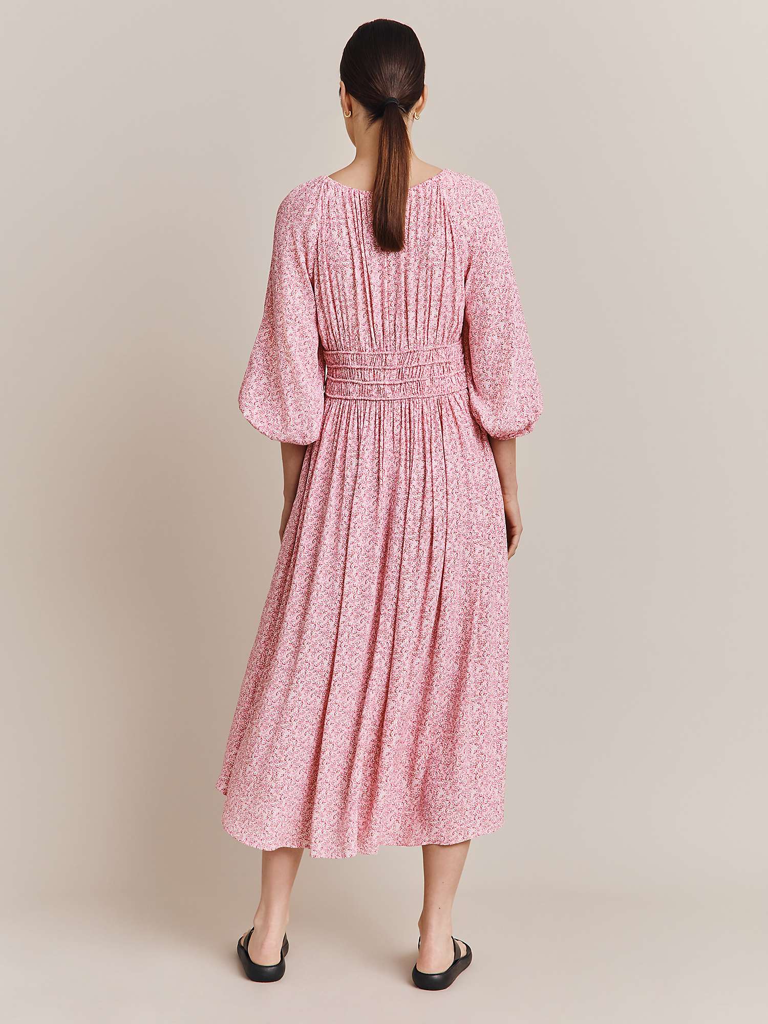 Buy Ghost Larissa Midi Dress, Pink Online at johnlewis.com