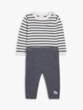 John Lewis Baby Striped Bodysuit and Leggings Set, Blue/White