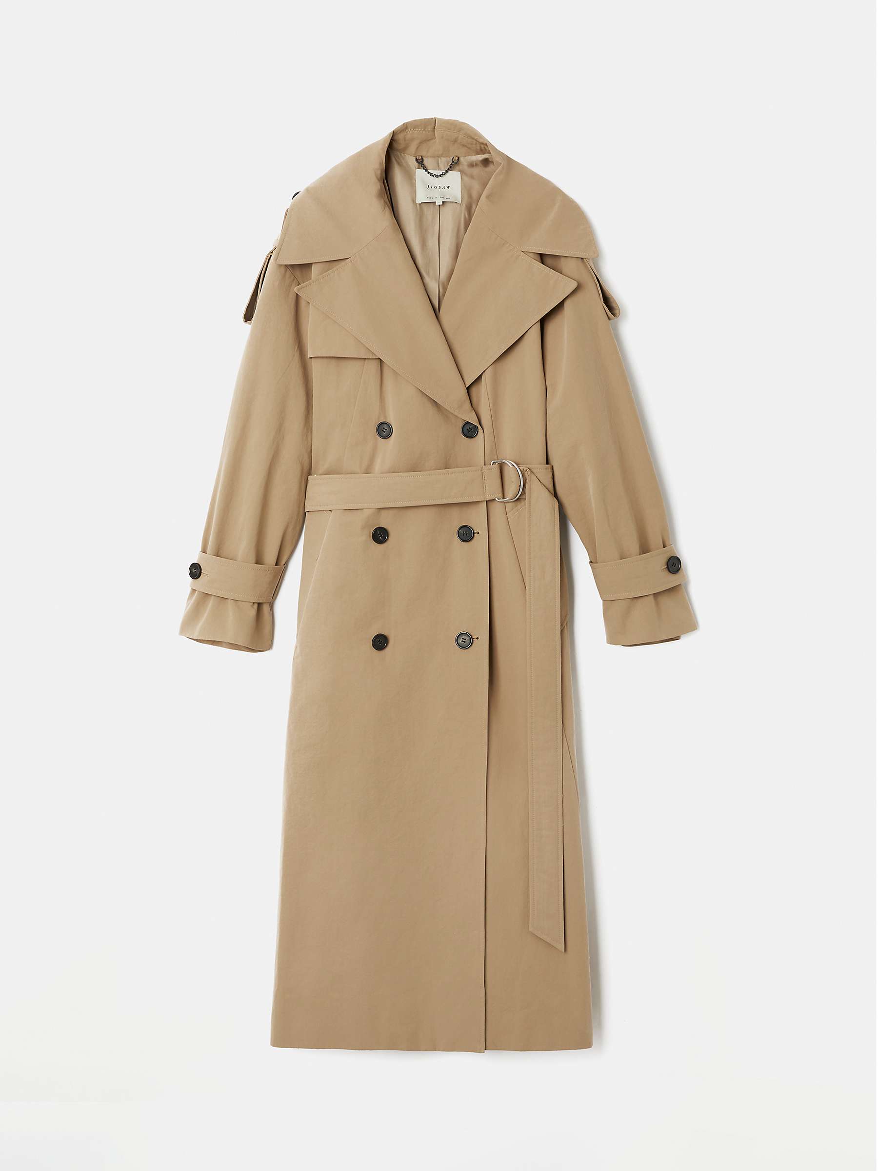 Buy Jigsaw Oversized Cotton Trench Coat, Stone Online at johnlewis.com