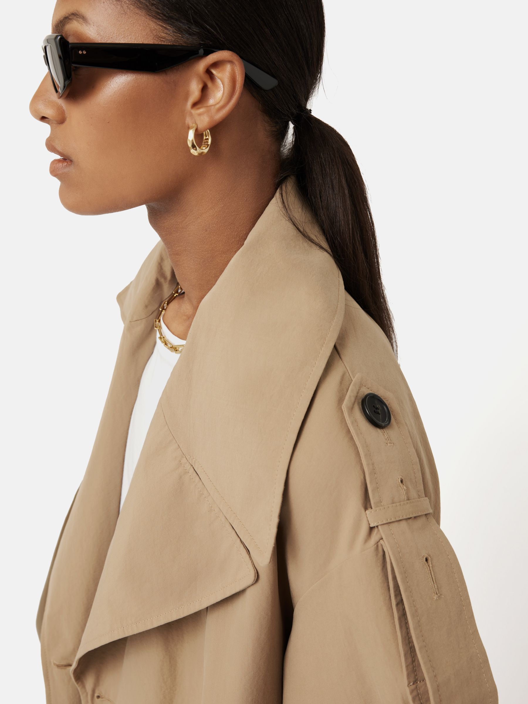 Buy Jigsaw Oversized Cotton Trench Coat, Stone Online at johnlewis.com