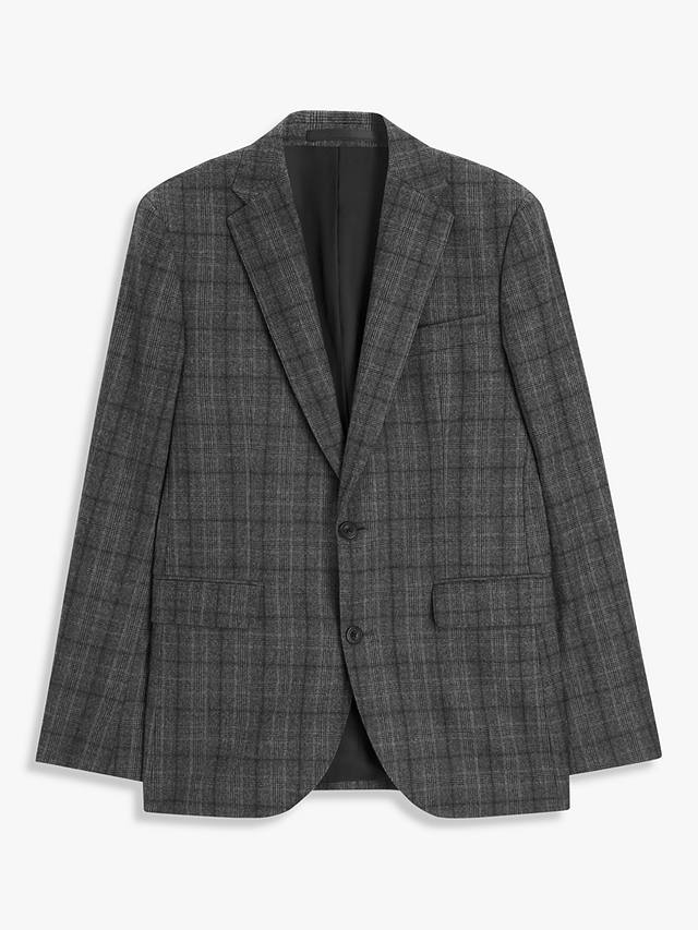 John Lewis 100s Wool Check Regular Fit Suit Jacket, Charcoal at John ...