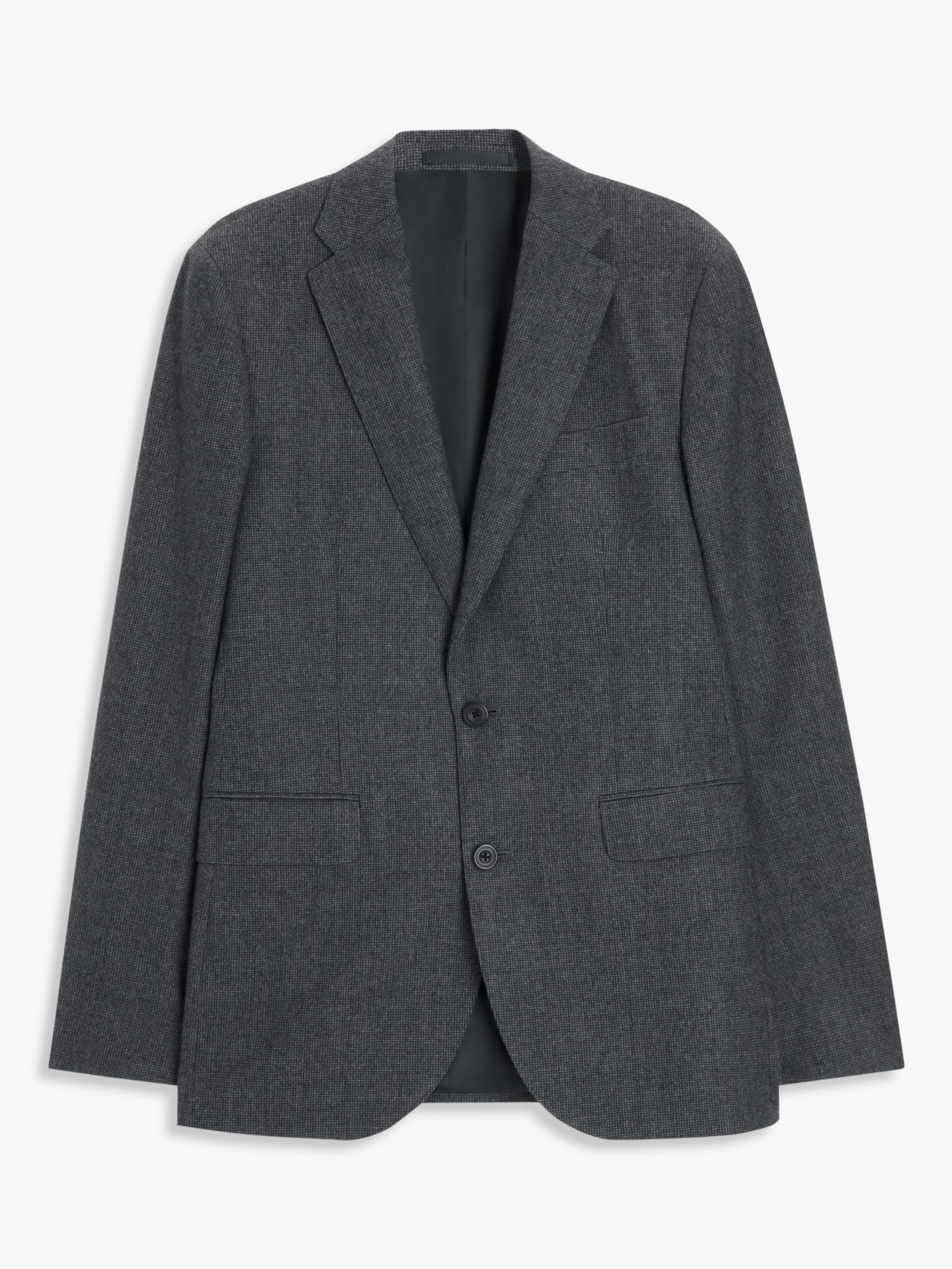 John Lewis Super 100s Wool Puppytooth Regular Fit Suit Jacket, Charcoal